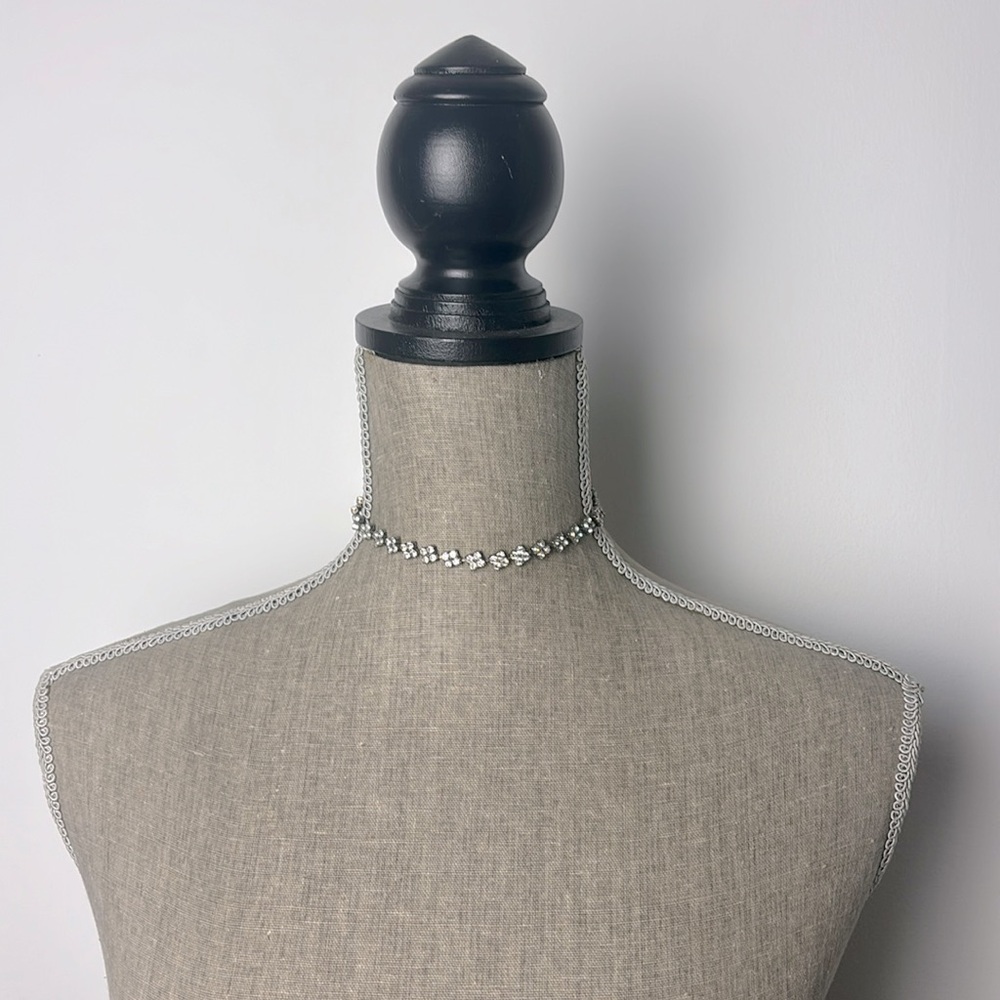 Vintage silver tone rhinestone choker & earring set